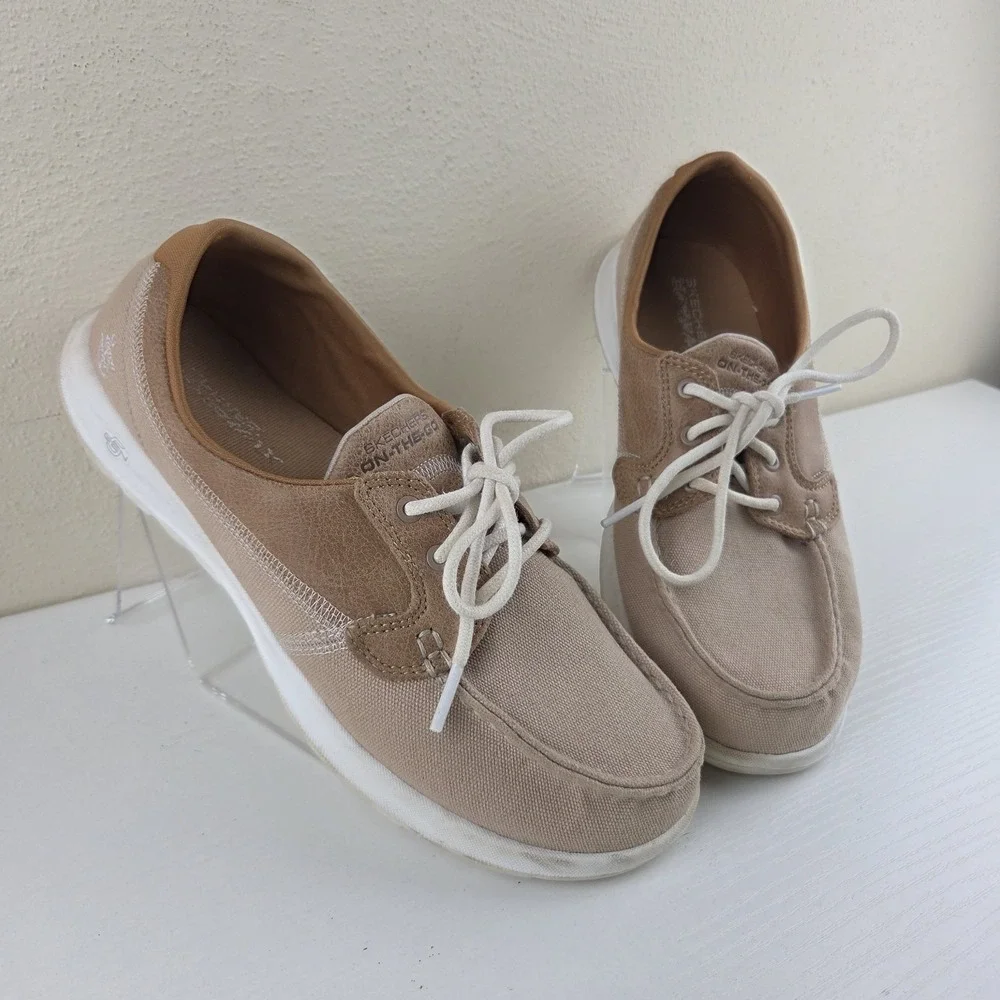 Skechers GoWalk On-The-Go Gen 5 Tan Boat Deck Casual Shoes Women's Size 8.5